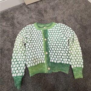 Green and White Women's Sweater